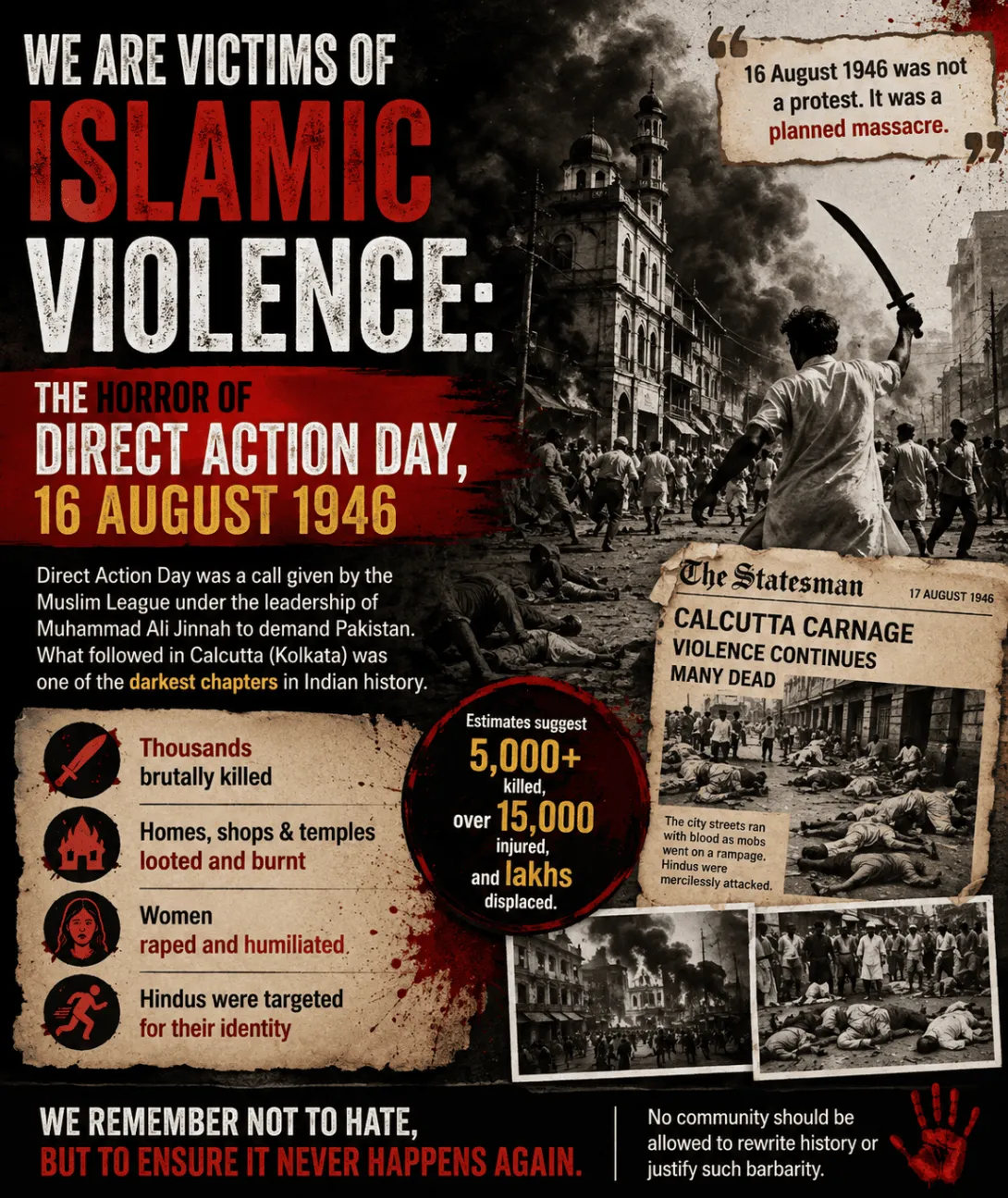 We Are Victims of Islamic Violence: The Horror of Direct Action Day, 16 August 1946