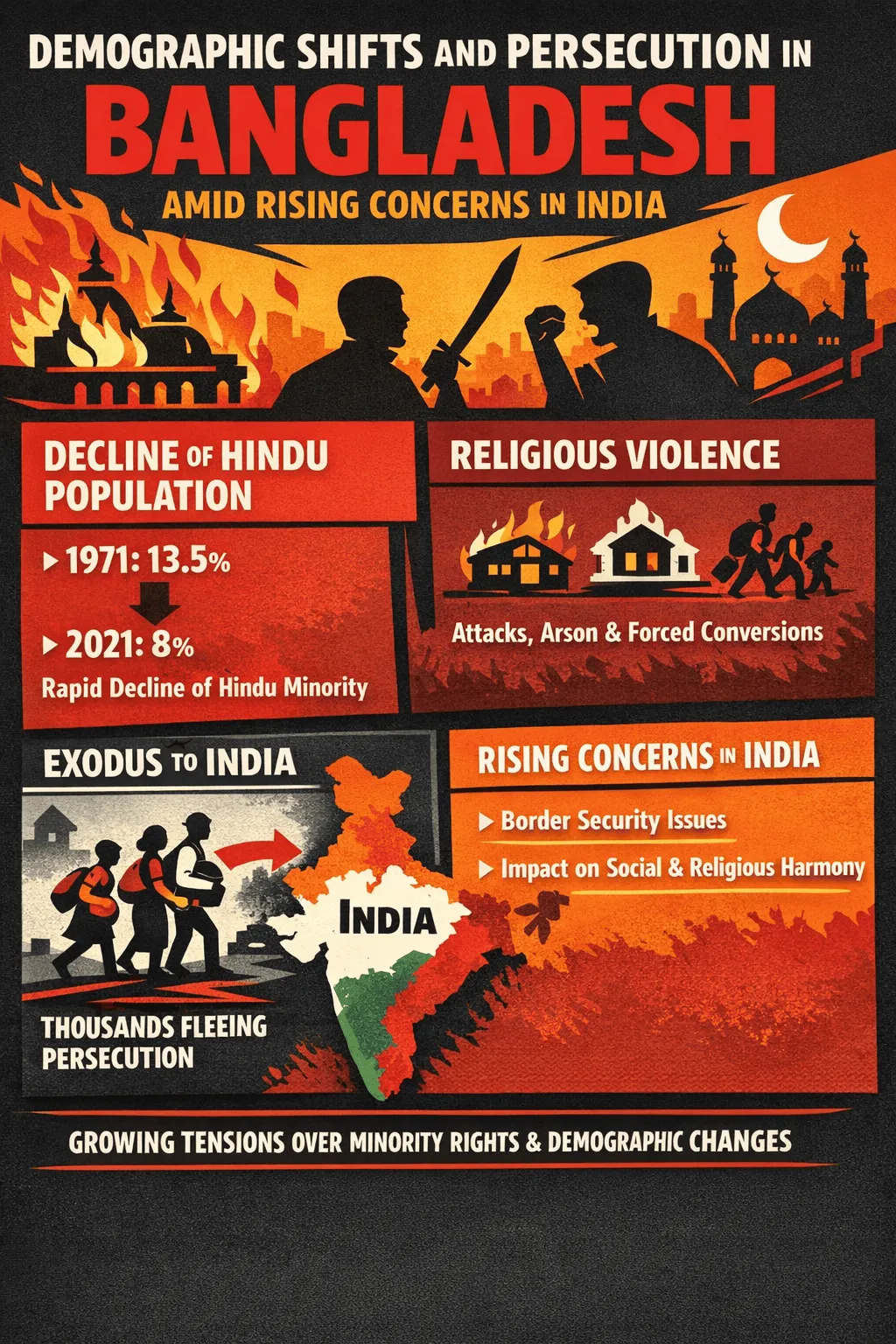 Demographic Shifts and Persecution in Bangladesh Amid Rising Concerns in India